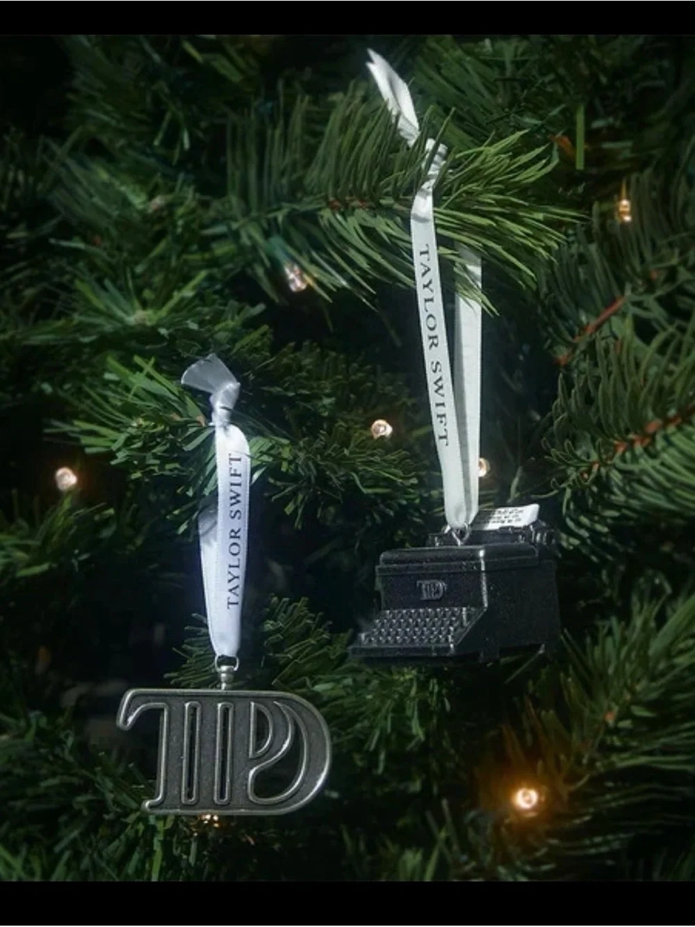 Taylor Swift Gold and White TD Ribbon Ornament
